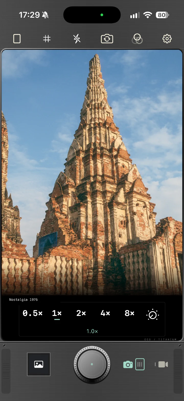 Film Stories: an ancient temple in Nostalgia 1976 on the camera screen