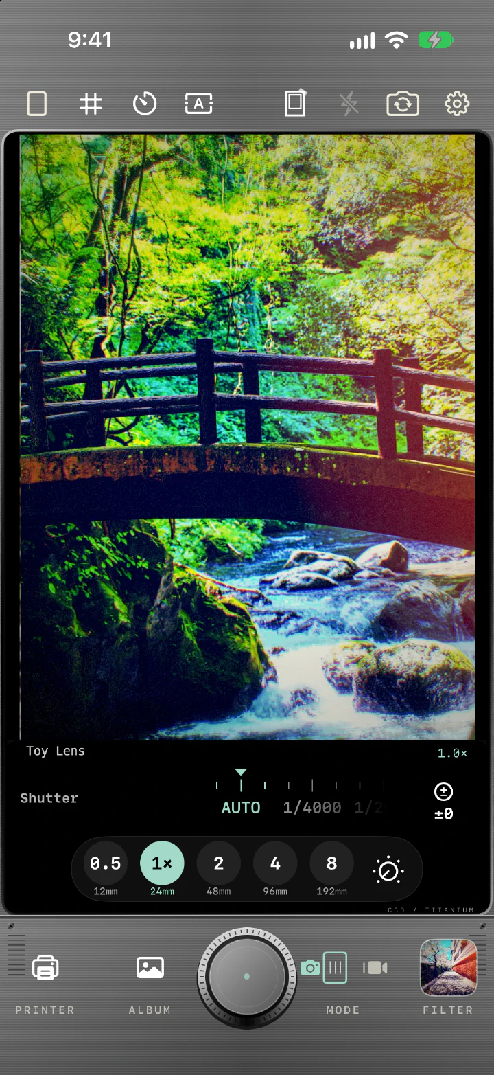 Toy Box: a forest bridge in Toy Lens on the camera screen